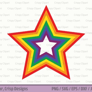 虹の星のクリップアート、虹の SVG カット ファイル、星の形のベクター アート、伝統的な虹の色、カラー スペクトル、デジタル インスタント ダウンロード