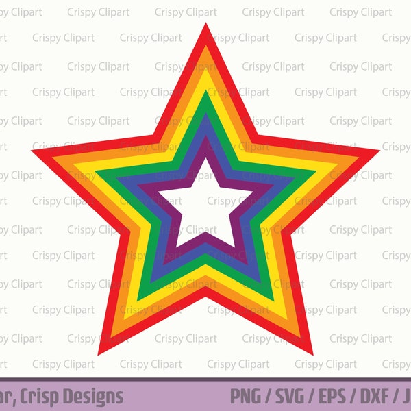 Rainbow Star Clipart, Rainbow SVG Cut File, Star Shape Vector Art, Traditional Rainbow Colours, Colour Spectrum, Digital Instant Download