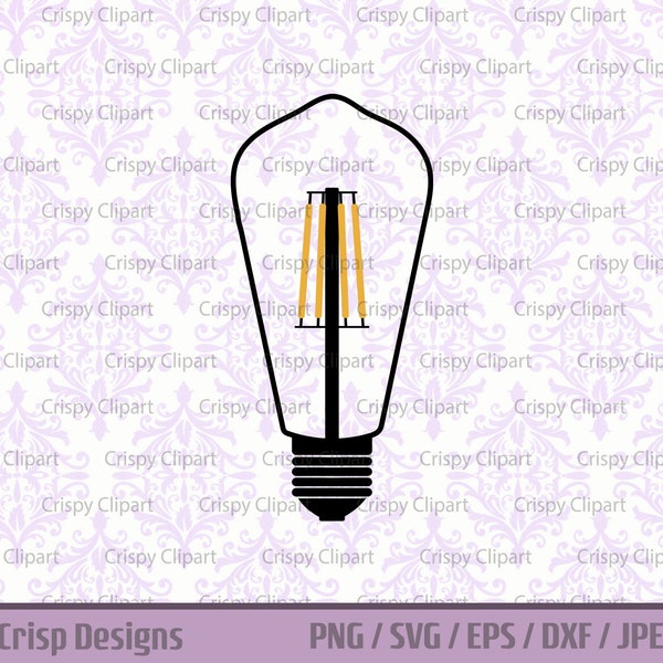 Filament Light Bulb SVG, Antique Light Bulbs Cut File, Layered Lighting Vector Art, Vintage Bulbs Clipart, Digital Energy Saving Light PNG
