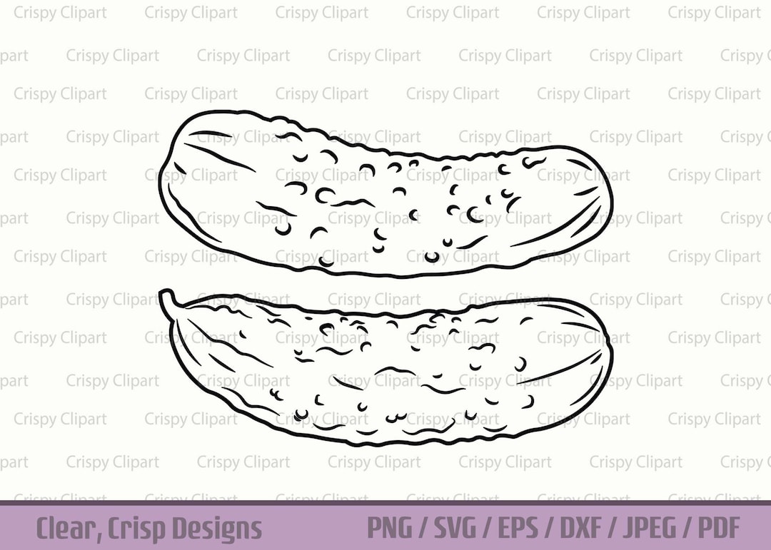 Dill Pickle Outline SVG, Pickles Clipart, Salty Food, Pickle Vector Art ...