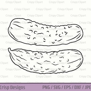 Dill Pickle Outline SVG, Clipart di sottaceti, Cibo salato, File di taglio di arte vettoriale di sottaceti, Cetriolo sottaceto, Cetriolino, Cibo conservato, Sublimazione fai da te