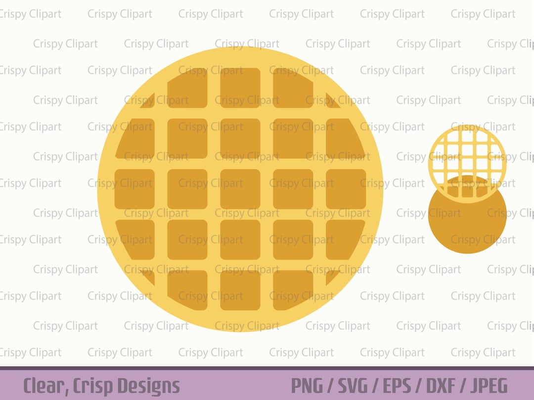 Waffle Clipart, Circle Waffle Cut File, Simple Round Waffle Vector Art