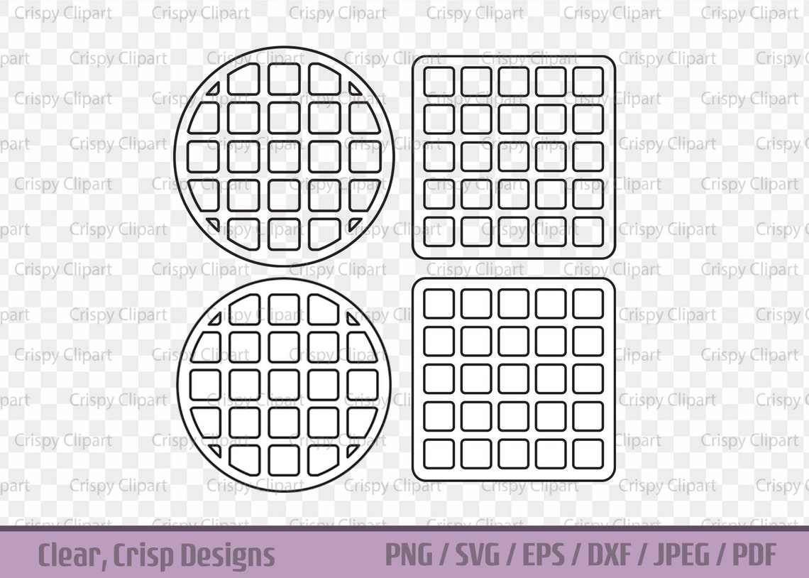 Waffle Outline Clipart Round Waffle SVG Cut File Transparent Etsy Canada