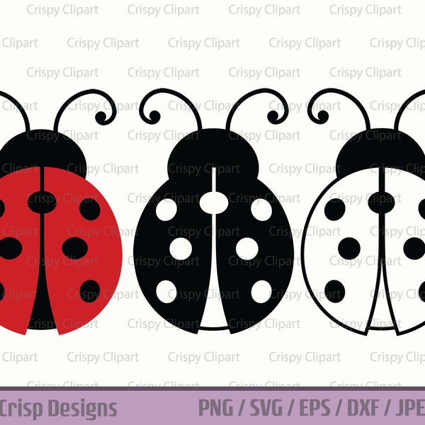 Ladybug SVG, Spotted Flying Insect Clipart, Red Wings with Black Dots Vector, Cute Ladybird Cut File, Lady Beetle PNG, Ladybug Outline SVG