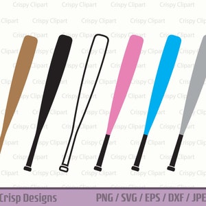 Baseball Bat SVG Bundle, Baseball Bat Outline Vector Art, Sports Equipment Cut File, Summer Sporting Clipart, Pink Baseball Bat Silhouette