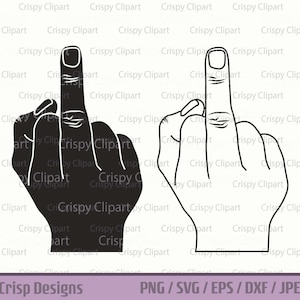 Mittelfinger SVG, F-You Clipart, Rude Gesture Cut-Datei, Schimpfwort, lustiger Mann Finger, Fick Dich, F-You Clipart, Flipping Off