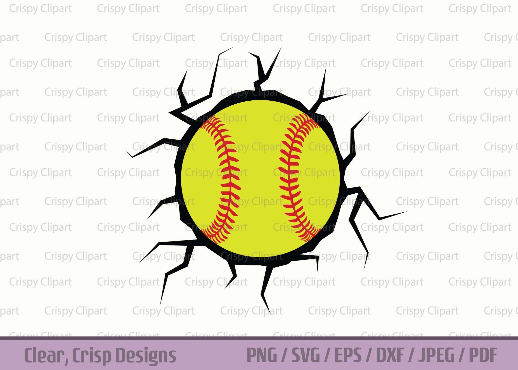 Softball Clipart Softball in the Wall SVG Baseball Vector Etsy