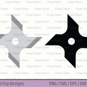 May include: Two four-pointed star shapes, one in black and one in gray. The black star shape is solid, while the gray star shape has a gradient effect. Both star shapes have a circle in the center.