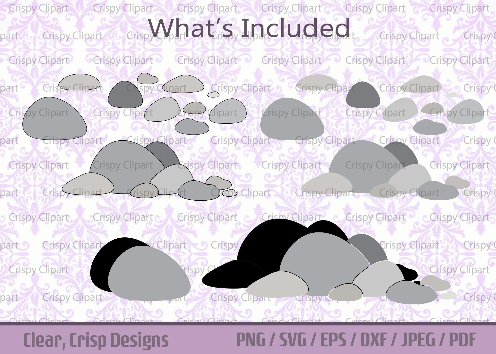 Rocks and Stones SVG Bundle, Grey Beach Rocks Clipart, Smooth Stones ...