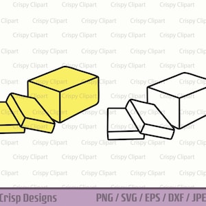 Butter Clipart, Sliced Butter SVG, Stick of Butter Outline Cut File, Butter Slices, Baking Ingredients, Dairy Food, Kitchen Supply, Cooking