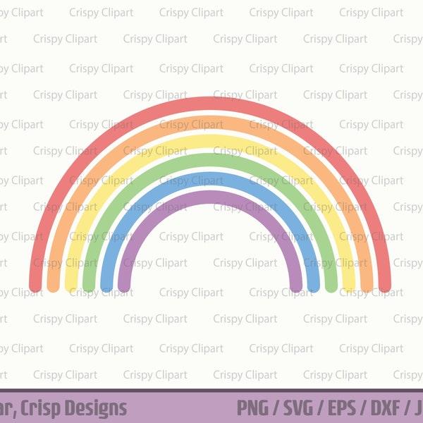 Rainbow Clipart, Rainbow SVG Cut File, Weather Vector Art, Muted Rainbow Colours, Pastel Colour Spectrum, Digital Instant Download