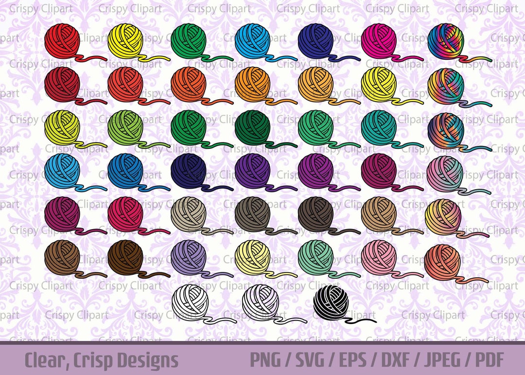Ball of Yarn SVG Bundle, Colorful Knitting Clipart, Crocheting Vector