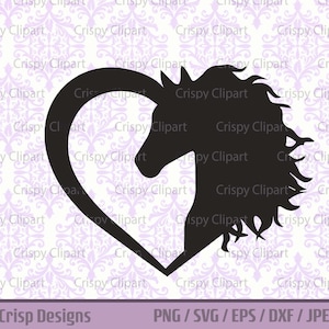 Horse Heart SVG, Horse in Heart Silhouette Cut File, Love Horses Vector, Horseback Riding Clipart Equestrian PNG Sublimation Laser Engraving