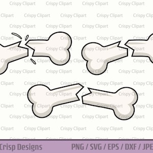 Broken Bone SVG, Snapped Bone Clipart, Bone Vector Art Graphic, Bone Layered SVG Cut File, Dog Bone PNG, Cartoon Bone Digital Download