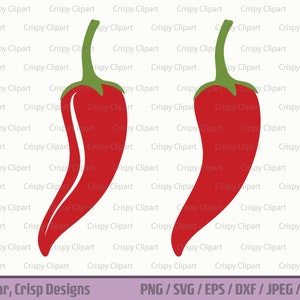 Hot Pepper Silhouette SVG, Chili Pepper Vector Art Cut File, Spicy Food Clipart, Red Pepper Colour Silhouette, Vegetables, Fruit Layered SVG