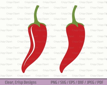 Hot Pepper Silhouette SVG, Chili Pepper Vector Art Cut File, Spicy Food Clipart, Red Pepper Colour Silhouette, Vegetables, Fruit Layered SVG