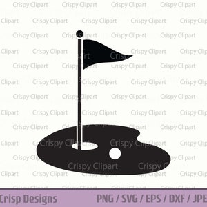 Silueta verde de golf SVG, archivo de corte verde, hoyo de pelota de golf con arte vectorial de bandera, hoyo en uno, imágenes prediseñadas de golf, torneo de golf PNG