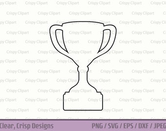 Trophy Outline SVG, Achievement Award Clipart, Participation Prize Cut File, Tournament Champion, Sporting Event Winner Cup Vector Art