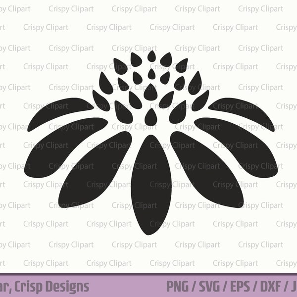 Coneflower Silhouette Cut File, Echinacea Vector Art SVG, Wildflower Clipart, Daisy, Flowers, Botanical, Black Eyed Susan, Butterfly Garden