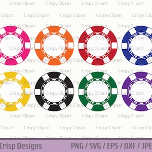 Casino Coin SVG bundel, Casino Chip Clipart, Poker Spelen Chip Cut File, Gelaagde Casino Token, Gokken Vector Art Instant Digitale Download