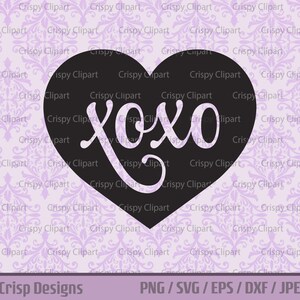Fichier coupé XOXO SVG coeur bisous et câlins symbole vecteur Art Saint-Valentin Clipart amour fer sur fichier graphique PNG coupe en couches coeur V-day