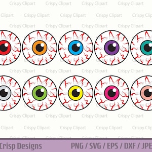 Eyeballs SVG Bundle, Halloween Eyeballs Clipart, Spooky Eyes Cut File, Eyes with Red Veins Vector Art, Gross Creepy Scary Bloodshot Eyeballs