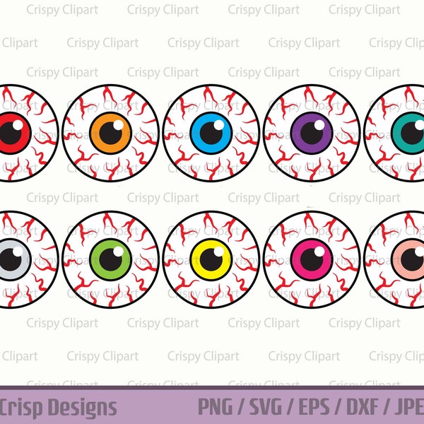 Eyeballs SVG Bundle, Halloween Eyeballs Clipart, Spooky Eyes Cut File, Eyes with Red Veins Vector Art, Gross Creepy Scary Bloodshot Eyeballs