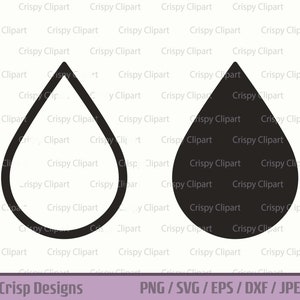 File di taglio SVG goccia d'acqua, clipart goccia d'acqua, arte vettoriale goccia di pioggia, sagoma a goccia, contorno goccia di sangue, download digitale istantaneo