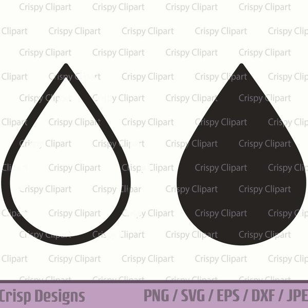 Water Drop SVG Cut File, Water Droplet Clipart, Rain Drop Vector Art, Tear Drop Silhouette, Blood Drop Outline, Instant Digital Download