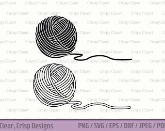 Ball of Yarn SVG, Knitting Clipart, Crocheting Vector Art, Yarn Craft Cut File, Crafting Clipart, Yarn Ball Outline PNG, Fiber Crafts Image