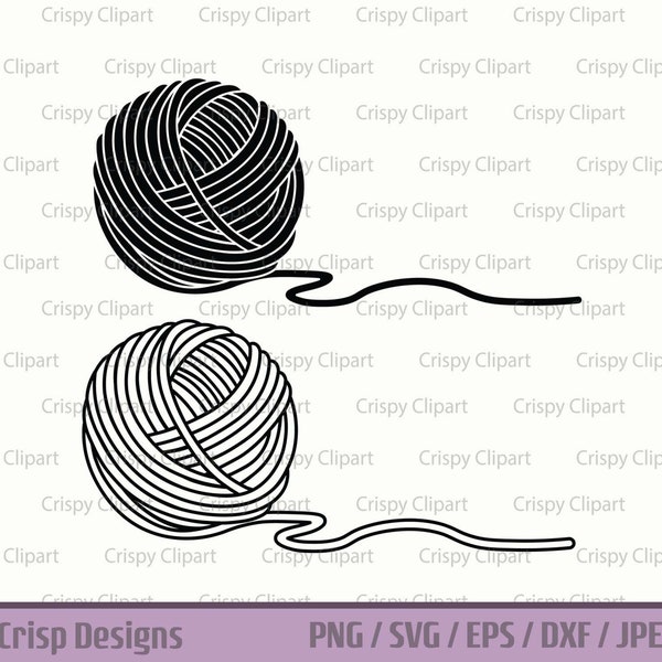 Ball of Yarn SVG, Knitting Clipart, Crocheting Vector Art, Yarn Craft Cut File, Crafting Clipart, Yarn Ball Outline PNG, Fiber Crafts Image