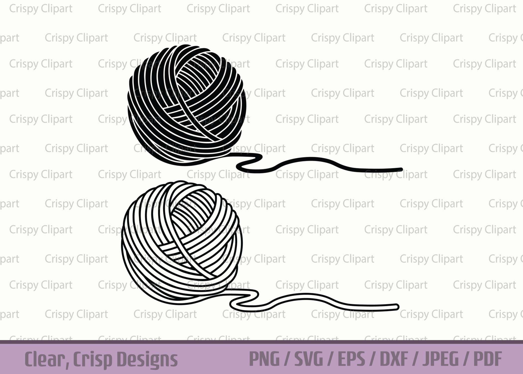 Ball of Yarn SVG, Knitting Clipart, Crocheting Vector Art, Yarn Craft