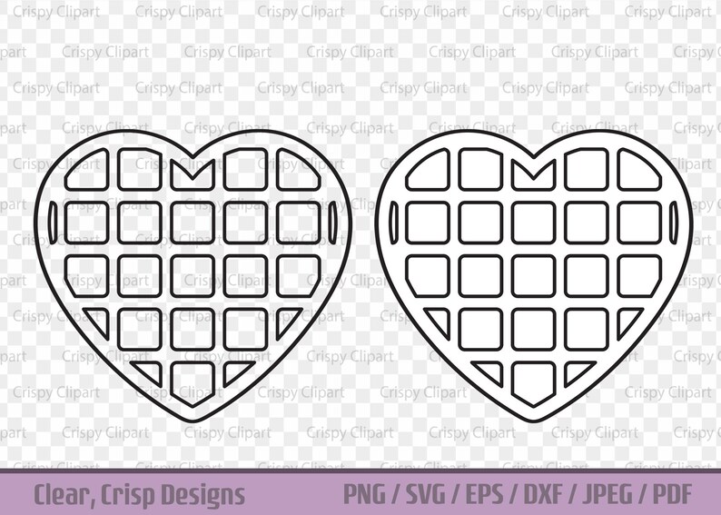 Heart Waffle Outline SVG Waffle Clipart Breakfast Food Cut Etsy