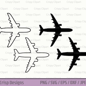 Arquivo de corte SVG de avião de passageiros, clipart de vista superior de avião, silhueta de avião Boeing, contorno de avião, viagem aérea voando transporte arte vetorial
