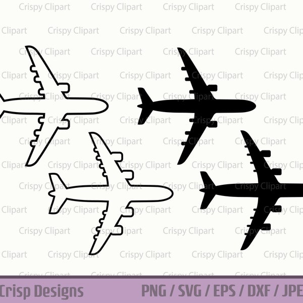 Passenger Plane SVG Cut File, Airplane Top View Clipart, Boeing Plane Silhouette, Plane Outline, Air Travel Flying Transportation Vector Art