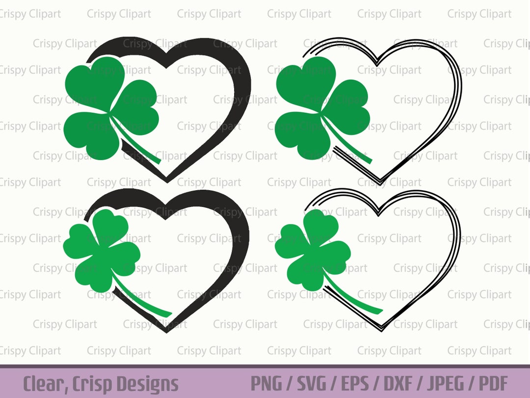 Kleeblatt Herz Clipart SVG, Kleeblatt Plotterdatei, Kleeblatt Vektor