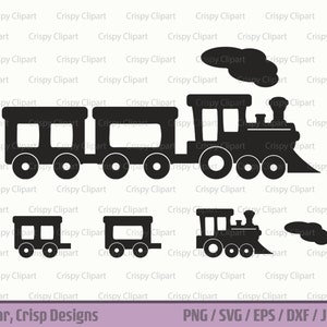 Clipart de silhueta de trem, arte vetorial de transporte, trem de desenho animado com caboose SVG, veículo de passageiros, motor a vapor, locomotiva, Choo Choo