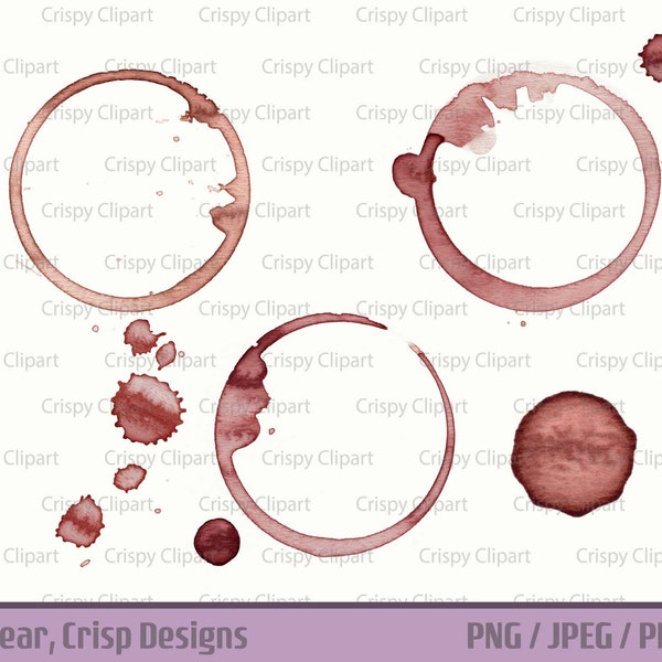 Spilled Red Wine Clipart Wine Glass Ring Stains PNG Watercolor Red Wine Spills Drips Stains Graphics Red Wine Sublimation PNG Digital