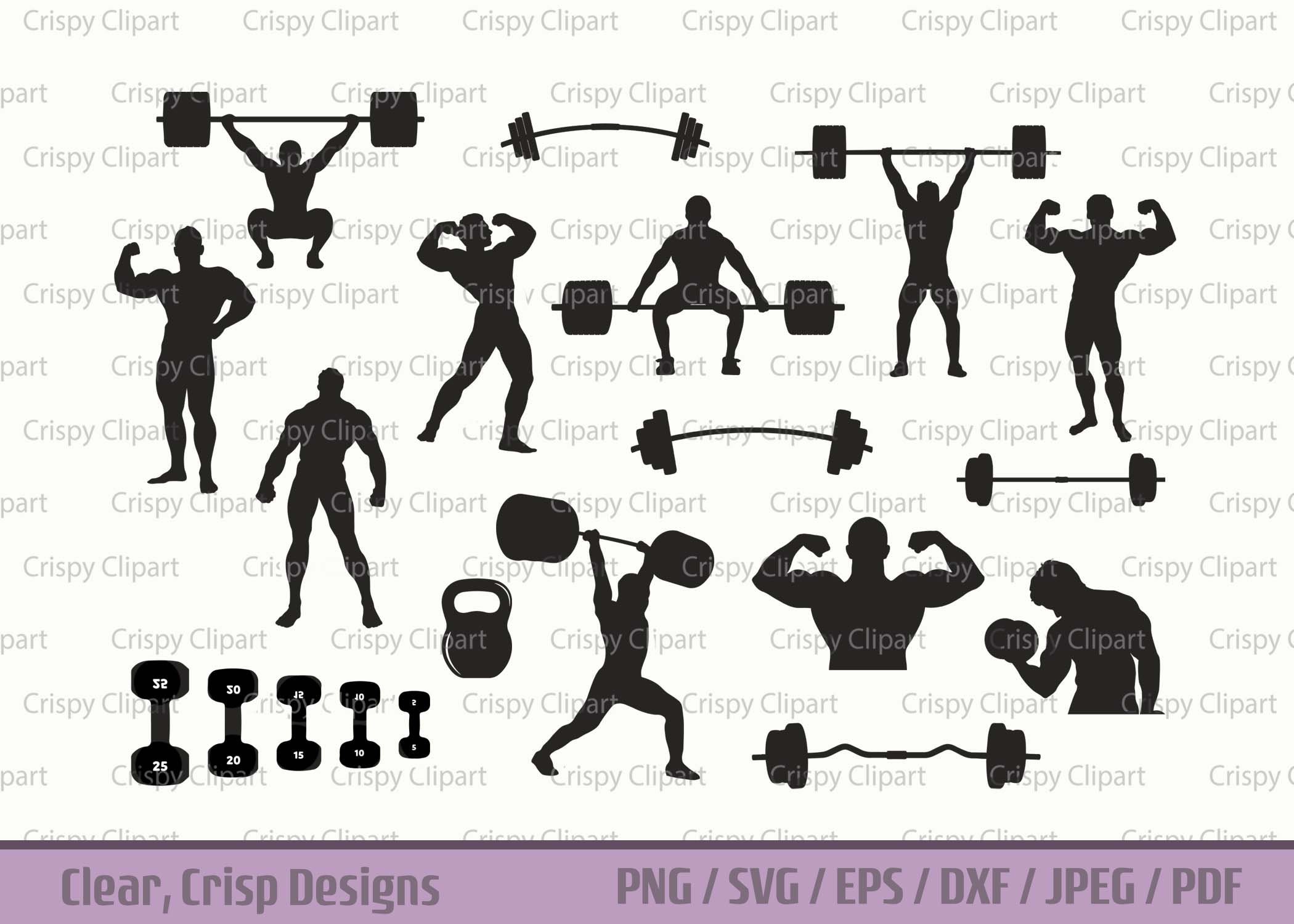 Men Weightlifters SVG Bundle, Male Body Builder Silhouette Cut File