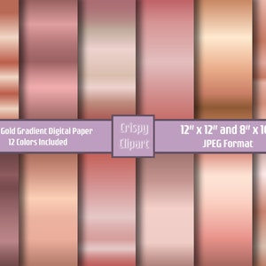Rose Gold Gradient Digital Scrapbooking Paper Pink Gold Metallic Gradient Background Rose Gold Metal Effect Foil Fill Ombre Digital Paper