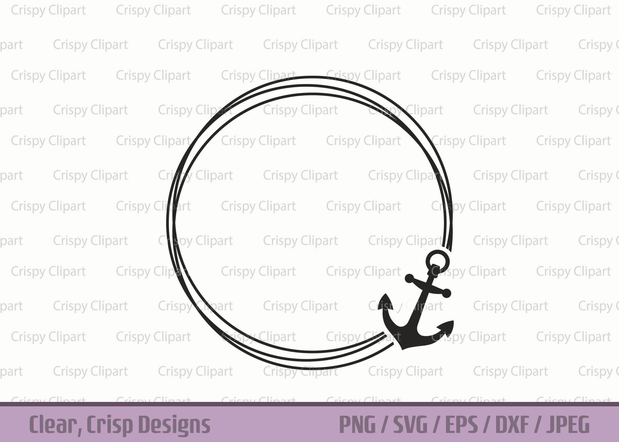 Anchor Circle Frame SVG, Round Nautical Border Clipart, Anchor Vector