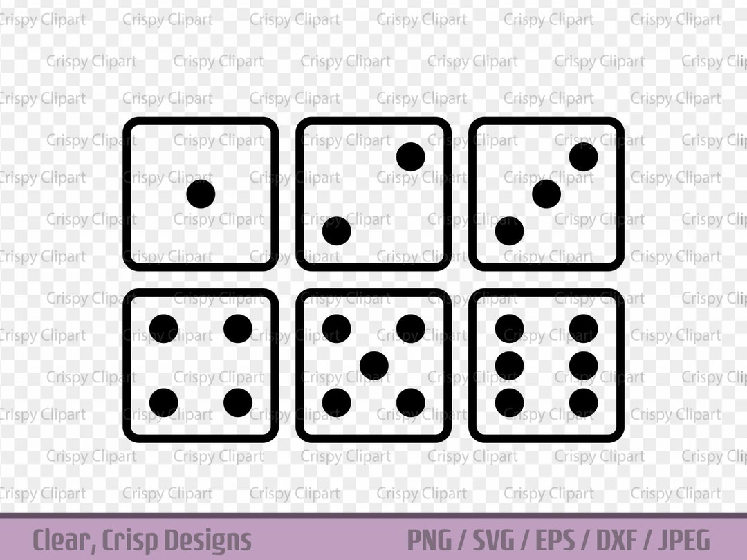Dice Outline Clipart SVG, Game Pieces Vector Art, Gambling, Casino Cut