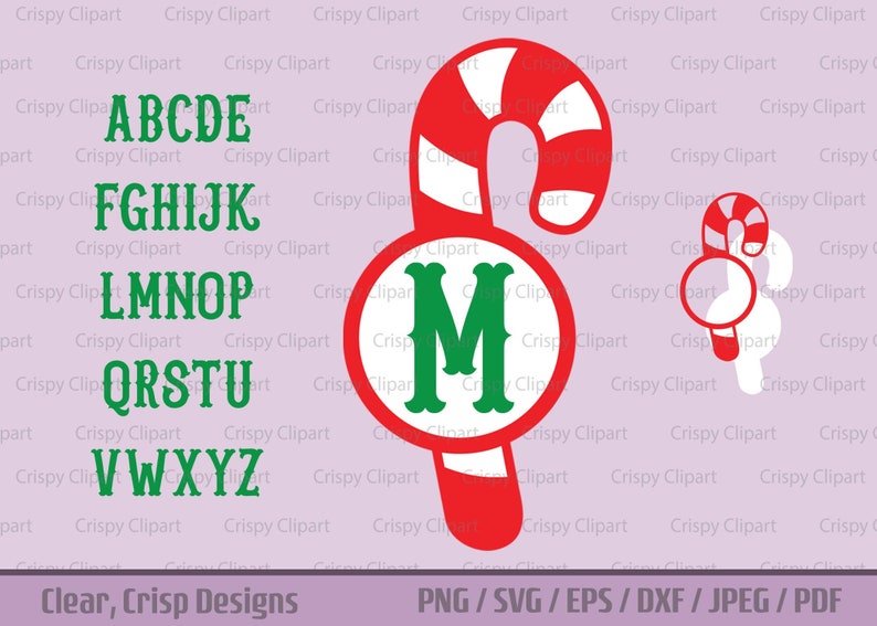Candy Cane Monogram SVG, Christmas Round Circle Monogram With Letters ...