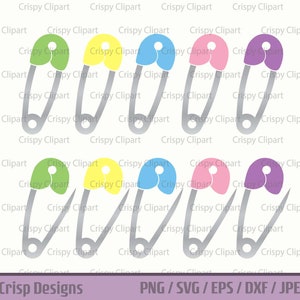 Windel Pin SVG, Windel Pin Silhouette Clipart, Windel Pin, Kilt Pin, Kleidung Verschluss Vektor Art, offene Sicherheitsnadel geschlossen Pin Baby Shower PNG