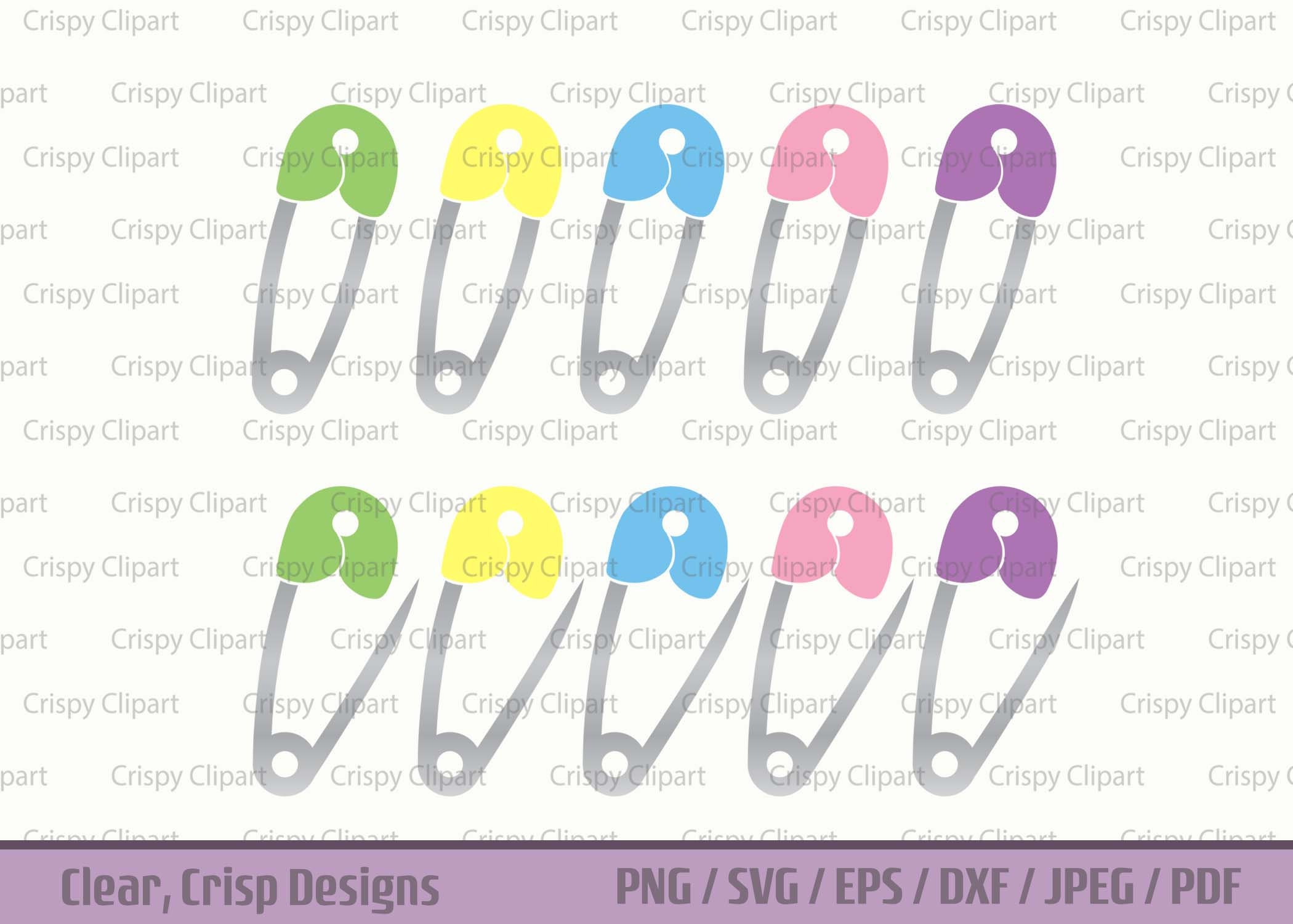 Baby Pins, Diaper Pins, Safety Pins. Colored Pins, Colored Diaper Pins.  Vintage Diaper Pins. 