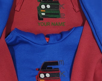 Mk2 Golf Hoodie Embroidered with Customised Name, Mk2 Golf GTi, Mk2 Golf G60, Mk4 Golf Hoodie