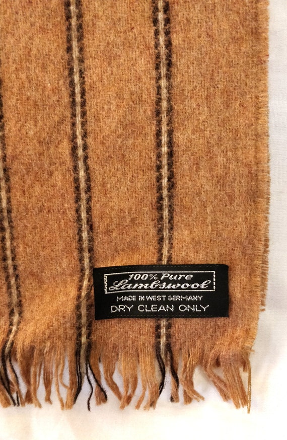 West Germany Scarf Pure Wool Vintage Scarf Fawn T… - image 2