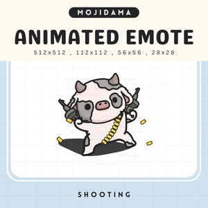 Emotes de tireur d&#39;élite vache Twitch Animation photo prise de vue dans la tête d&#39;une ferme d&#39;élevage de bovins Emotes de prise de vue Chibi Vtuber Diffusion en direct Gaming Kick Discord Youtube