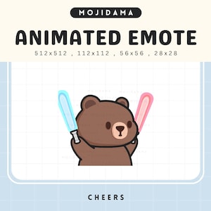 Bear Emotes Animation: Cute Chibi Twitch Animated Cheers Emotes for Gaming Stream on Discord, OBS & YouTube