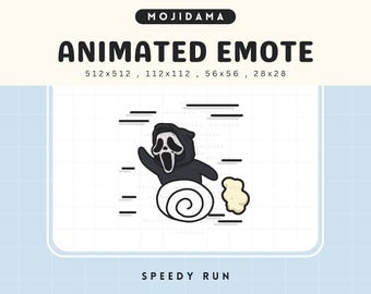 Cute Ghost Run Emotes Animation: Spooky Twitch Animated Emotes for Streaming on YouTube, Kick, Discord